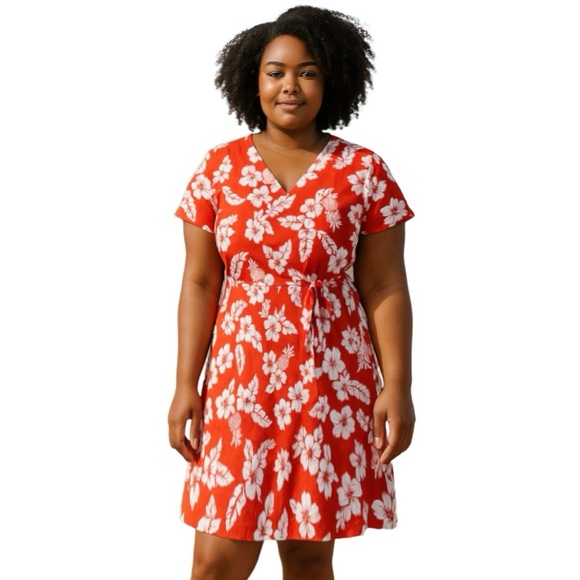 Land’s End Orange & White Size XL-/P Summer Dress - Picture 1 of 4